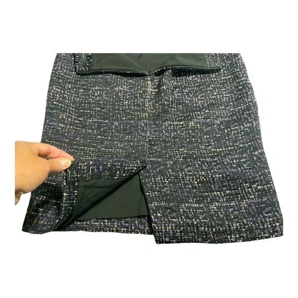 Ann Taylor Tweed Mini Skirt Womens 8 Wool Blend Back Zip Lined Textured - Picture 5 of 10